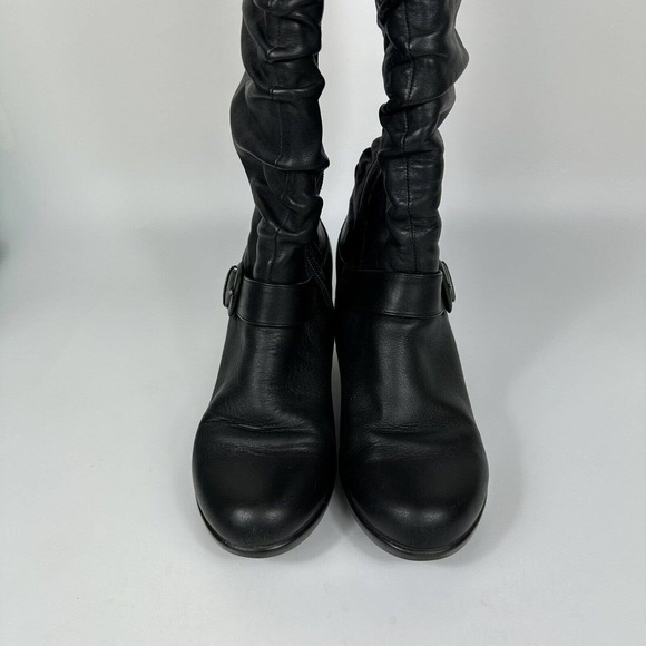 DANSKO Womens 8.5 Brinkley Ruched Knee-High Heeled Boot Black Nappa Leather 39 - Picture 7 of 12